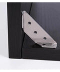 Beefy Heavy Duty Stainless Steel Angle Brackets 4 Pack for Shelves and Wall Mounts, shown supporting shelf, scratch resistant