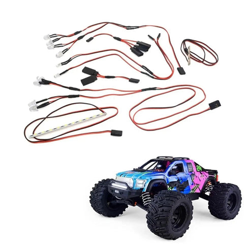 LED Light Strips Kit For 1To7 RC Cars Upgrade, Front And Rear Lighting System with RC car, durable composite materials