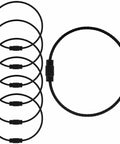 20 Pcs Black Stainless Steel Wire Keychains 1.5mm Thick Elastic Wire Rope Loops 5.9 Inches Long Heavy Duty Durable Luggage Tag Rings Cable Loops