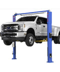 Pro Shop Workhorse Two Post Vehicle Overhead Lift Featuring Double S Shape Columns and Smooth Power Pump for Auto Techs lifting a white truck.