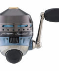 President Spincast Reel Size 10 With Dual Handle Positions Aluminum Spool And Dial Drag System Blue side view