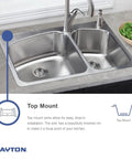 Dayton 33 In. X 22 In. X 7-1/16 In. Equal Double Bowl Drop-In Kitchen Sink Stainless Steel for easy install on countertop
