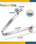 30 Pcs Scaffolding Pins Coupling Locking Pins Galvanized Steel Scaffold Spring Retainers shown in close-up with size dimensions 3.15 x 0.47 inch.