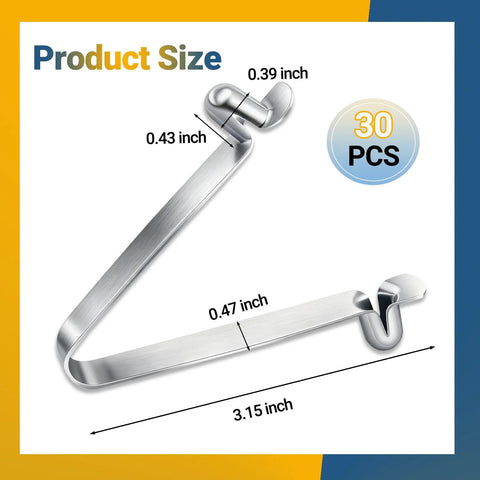 30 Pcs Scaffolding Pins Coupling Locking Pins Galvanized Steel Scaffold Spring Retainers shown in close-up with size dimensions 3.15 x 0.47 inch.