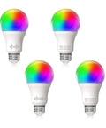 Set of 4 A19 Smart LED Light Bulb With WiFi, Works With Alexa And Google Home, RGBCW Color Changing Mood Lighting, Dimmable