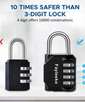2 Pack 4 Digit Padlock Set For Lockers Gym School Fence Toolbox Case And Hasp Cabinets No Key Needed Resettable 4 Digit Locks With 10,000 Possible Codes Portable And Easy To Use Black, comparison showing padlock security levels