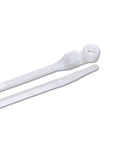 Premium Heavy Duty Nylon Mounting Cable Ties With Integrated Screw Eyes For Knockout Wire And Cord Management, 8 Inch Length Yields Fifty Pound Grip Power, Pack Of 20 close-up of durable nylon ties with integrated eye hooks