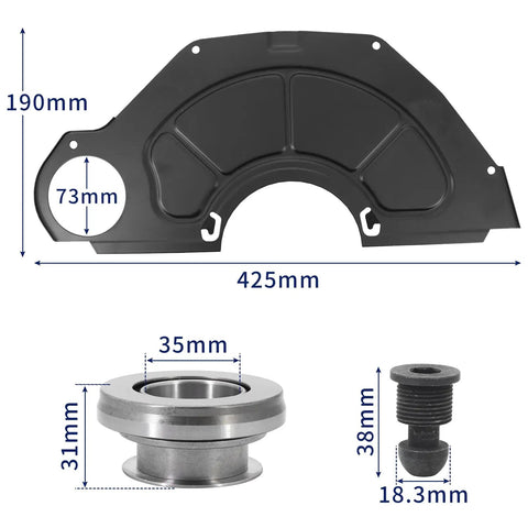 Beefed Up Bell Housing Kit With 11 Inch Clutch Fork Throwout Bearing And Cover For Chevy Camaro Chevelle Malibu Monte Carlo Corvette Caprice Bel Air Biscayne 1959 To 1988 Fits SBC BBC black cast bell housing, 425mm wide