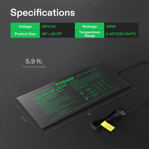 Go To 2 Pack 48 By 20.75 Inch Seedling Heat Mat Waterproof For Germination And Propagation, Ideal For Hydroponics And Indoor Gardening, Greenhouse Heating Pad With Even Temperature, Durable PVC, UL And MET Certified