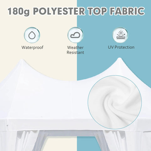 Heavy Duty Octagonal Party Tent 20x15ft With Six Removable Sidewalls, Church Windows, And Pull-Back Doors fabric