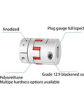 Aluminum Flexible Shaft Coupling D20 L25 With Bore 4mm To 6mm, anodized, polyurethane insert, for 3D printers and CNC machines.