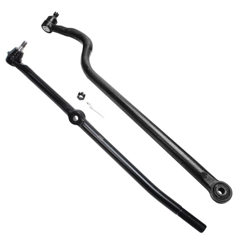 4X4 Front Tie Rods And Track Bar Kit For 1994 1995 1996 1997 Dodge Ram 1500 With Dana 44 Axle Includes Front Inner Outer Tie Rod Ends And Adjusting Sleeves For A Stiffer More Stable Suspension, black steel tie rod and track bar set