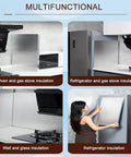 2cm Thick Aluminum Heat Shield Mat With Flame Retardant Insulation For Ovens And Stoves, 50x100cm, installed in kitchen