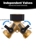 Solid Brass Garden Hose Splitter Tee Adapter Fits 3/4 Inch Fittings Includes Rubber Gasket And Teflon Tape for easy ON-OFF control.