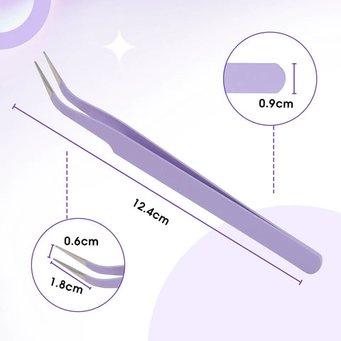 Precision Lash Extension Tweezers For False Eyelashes Stainless Steel Lash Applicator Tool With Calibrated Tension dimensions