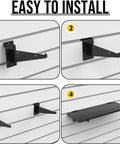 8 Pack Wood Slatwall Shelves With Heavy Duty Metal Brackets for easy installation on wall panels in garage and home organization