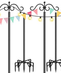 Heavy Duty Outdoor String Light Poles 9 Ft Two Pack For Backyard Patio Lights, Stable Metal Poles With String Lights And Bunting