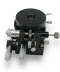 Motorized Rotary Positioning Stage With Fine Adjustment Frame for Optical Tables, Model XZRG60 L, showing precision controls.