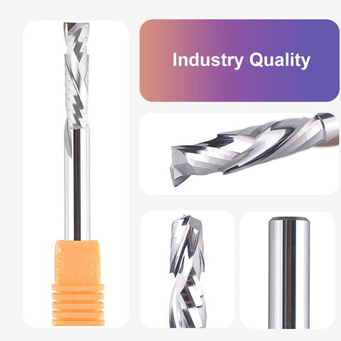 Router bit set, SpeTool carbide compression bits with 1/4 in shank and 1/4 in cutting diameter for wood CNC carving