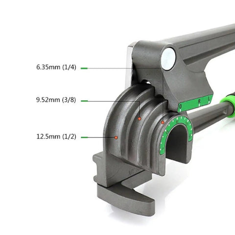 Heavy Duty Manual Tubing Bender Knocks Out Smooth 180 Degree Bends On Copper Coils And Brake Lines with measurement markers