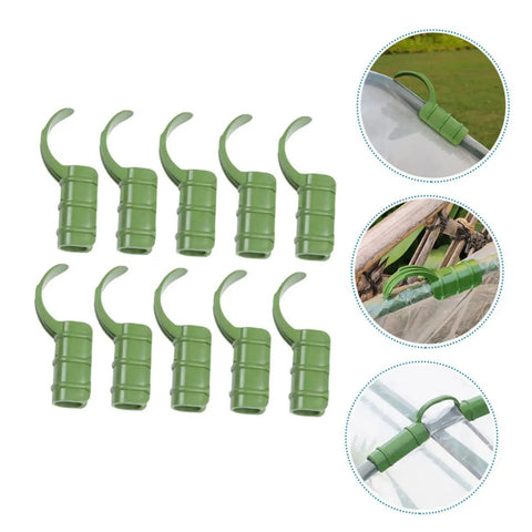 Green Bend Fittings Kit For Greenhouse Film Tubing, 15 Pack, Easy Clip Buckle Connectors For Film Fixing, Garden Support, Plant Tie-Downs, Row Cover Hardware, Durable Cultivation Gear