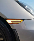 GT RS Style Raised 3D Smoked Lens Amber Full LED Front Side Marker Light Kit installed on Porsche 911, side view