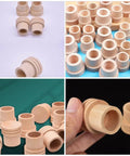 Top Shelf Wood Moxa Fire Extinguisher For 1.8Cm Sticks Comes In A 20 Pack, showing wooden snuffers in various angles.