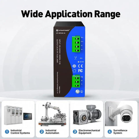 Heavy Duty 24V Dc 240W Din Rail Power Supply Switching Converter with Rock Solid Output for PLC Automation Sensors and Control Modules