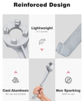 Lightweight Aluminum Drum Wrench For Gallon Drums Opens Two Inch And Three Quarter Inch Bung Caps On Ten To Fifty Five Gallon Barrels One Piece Cast Aluminum Non Sparking Rust Resistant Drum Opener For Home Shop Or Farm with reinforced design and non-sparking features
