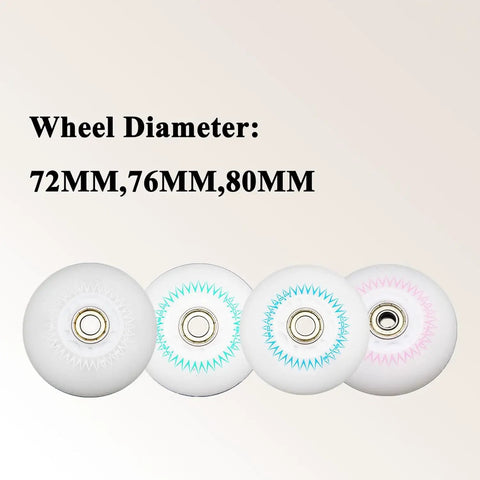 Inline Skate Wheels 72mm 76mm 80mm 90A Hardness 8 Pack With Bearings For Outdoor And Indoor Use shown with diameter options