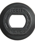 Top view of beefed-up heavy duty outer flange washer from clamp flange washer and blade bolt set for circular saws.