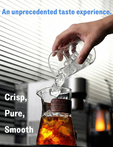 Automatic Cold Brew Coffee Maker Featuring Continuous Drip Extraction, Durable Aluminum Chassis, One Liter Jar, Quick Low Acid Brews For Home And Office, Straight Up Silky Smooth Kick Daily pouring over ice.