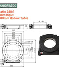 Heavy Duty Cnc Hollow Rotary Table Featuring Nema23 Stepper Motor And Precision Gearbox Reducer Solid 300Mm Indexing Plate dimensions and design layout