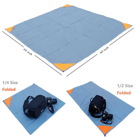 Pocket Picnic Blanket For Grab And Go Outdoor Fun That Folds Small And Lightweight Sandproof 55 By 60 Inch Beach Mat dimensions shown
