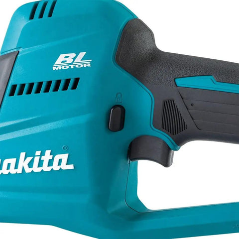 Close-up of handle on XRJ08Z 18V LXT Brushless Cordless Compact One-Handed Reciprocating Saw Tool Only For Fast Cuts Up To 3,100 SPM And 7/8-Inch Stroke Low Vibration Pro-Grade Performance