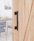 Antique Rustic 12 Inch Barn Door Handle, Solid Steel Heavy Duty Flush Square Base Pull For Gate Garage Sheds, Black Finish