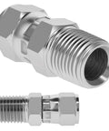 Beefy Heavy Duty Hydraulic Swivel Adapter 1/4 Inch Male NPTF To 1/4 Inch Female JIC 37 Degree Flare Swivel Fitting For High Pressure Fluid Power Systems, Pipe Thread To Flare Converter, Durable Steel Build With Tight Seal, steel hydraulic fitting