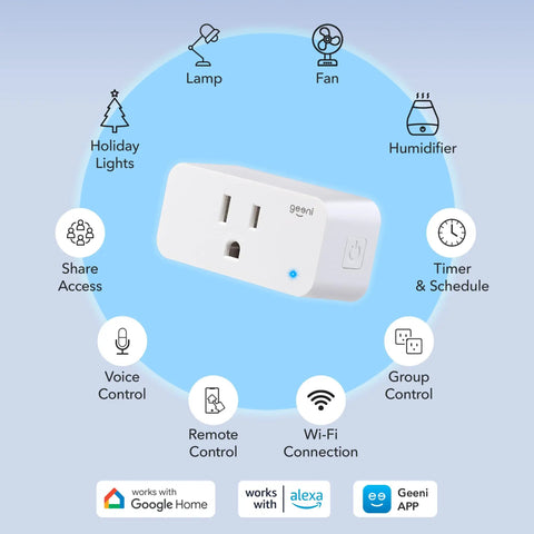 Smart Plug Mini 15A WiFi Outlet 4 Pack For Alexa And Google Home No Hub Required App Remote Control UL Certified features.