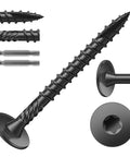 Heavy Duty 2 Inch Outdoor Structural Wood Deck Screws Size 14, 94 Pieces, Carbon Steel, Black, Flat Head, Rust Resistant
