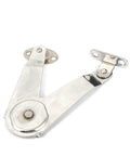 No Nonsense Cabinet Hinge That Lifts Doors Smooth As Butter For Closets And Dresser Lids Silver metal hinge with kickstand feature.