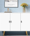 Black Cabinet Knobs Five Pack T Knobs Single Hole Two Inch Overall Length shown on white cabinet doors in a modern room