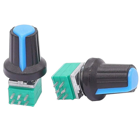 Ten Pack Potentiometers Set Top Adjust Rotary Potentiometers With Knurled Shafts 6 Pin Linear Rotary 5K 10K 20K 50K 100K Ohm Values Two Each