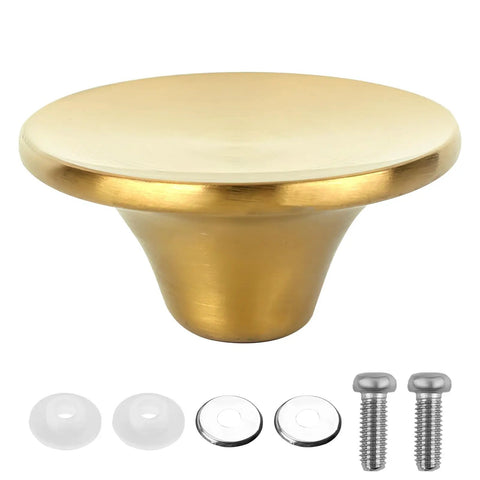 Universal Stainless Steel Dutch Oven Knob Replacement With Bright Gold Finish for Enamel Cast Iron Lids shown with extra screws