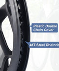 Close-up of Crankset 170mm 48T Square Taper Aluminum Arm Ride Ready Universal Fit For City Fat EBikes With chain cover
