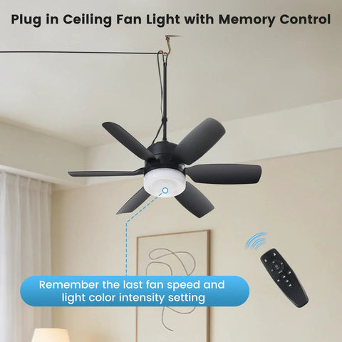 Outdoor 20.5 Inch Plug-In Ceiling Fan With Light For Gazebo And Patio-Ready Canopy Tent Porch Or RV - Remote Control Visible