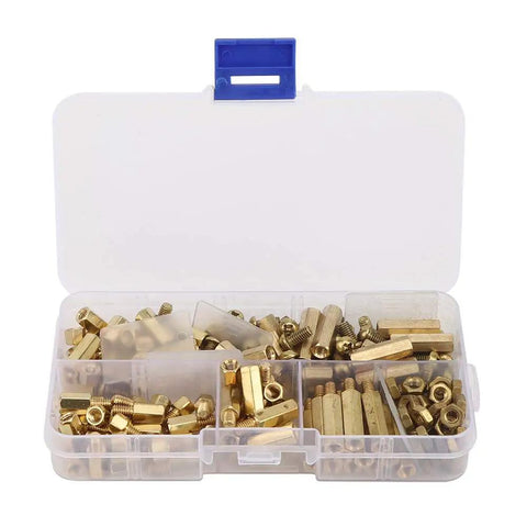 180Pcs M4 Brass Standoff Spacer Set With Male And Female Hex Pillars Screws And Nuts For Electronics PCB Mounting Durable Brass Hardware Kit In Storage Box Built For DIYers, open organizer case