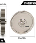 High Speed 61T Spur Gear For TT01 RC Cars 0.6M Pinion Gears Upgrade Part, showing product dimensions and thickness