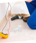 Stylish Silicone Wall Cable Plugs For Decor Hiding Messy Cords And A/C Sleeves Easy Install Kit Without Tools To Blend Seamlessly With Interior Walls In American Style Homes Today. White silicone wall cable plugs with cords and drill on floor