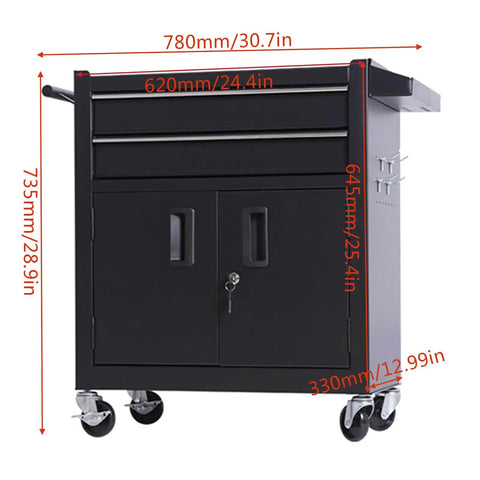 Real Deal Rolling Tool Chest With Two Secure Lockable Drawers And Heavy Gauge Cold Rolled Steel Build Designed Tough For Shop Grind And Weekend Warriors In Matte Black dimensions and features