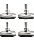 Set Of Four M10 Threaded Adjustable Swivel Leveling Feet Featuring Premium Soft Rubber Pads For Heavy Machinery Support And Rock Solid Game Changing Stability In Any Workshop, showing rubber pads and threaded bolts.